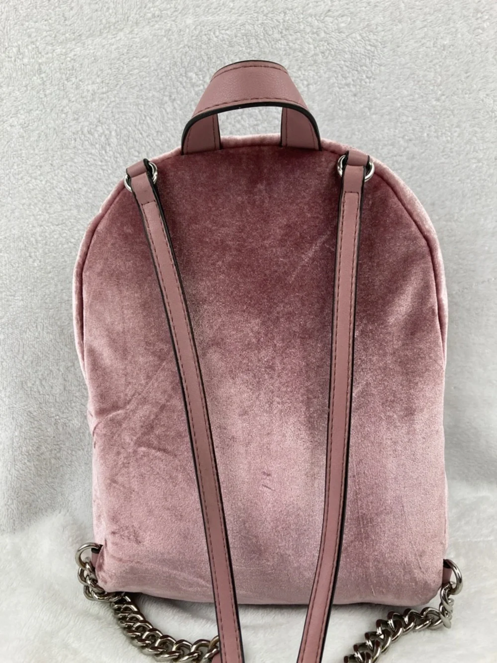 Victoria’s Secret Love Victoria Pink Velveteen Mini Backpack 10” x 8” - Picture 7 of 16